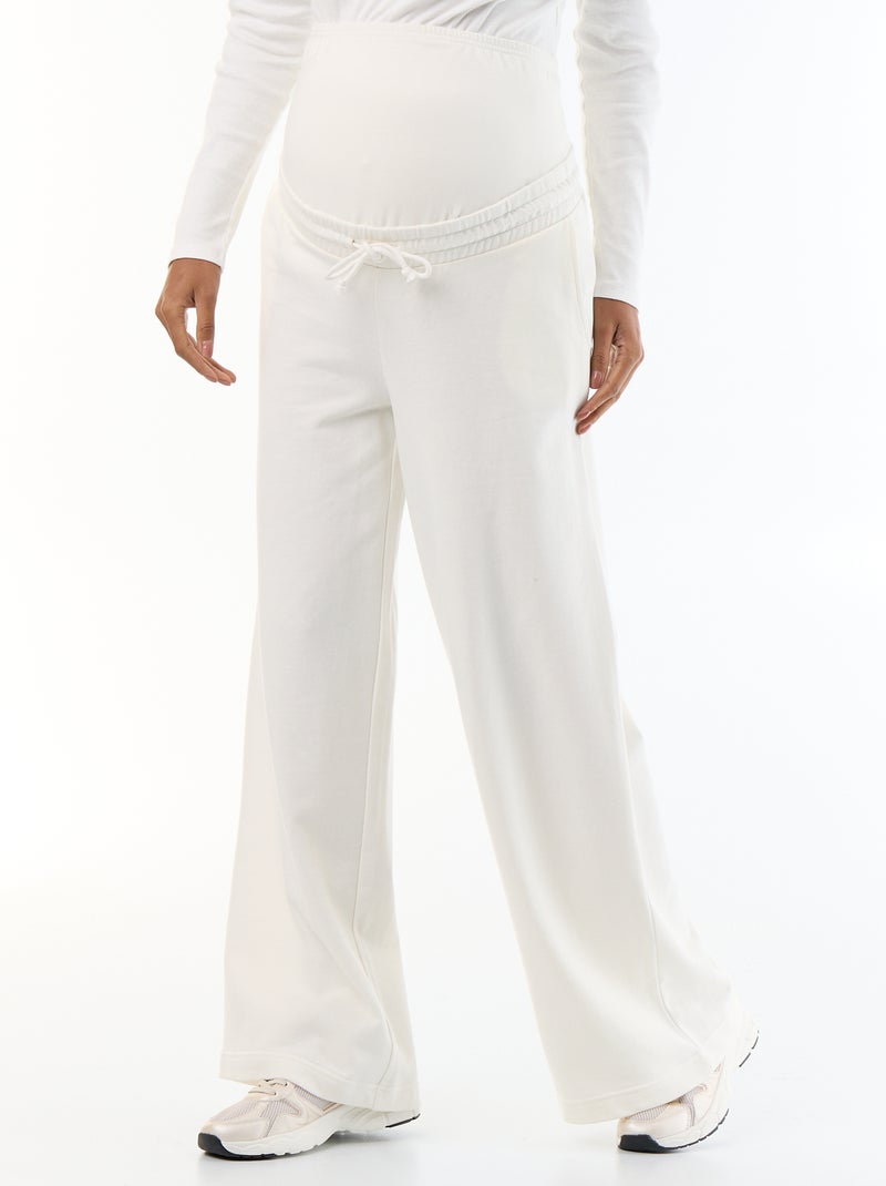 Calças de jogging de maternidade wide leg em french terry Branco - Kiabi