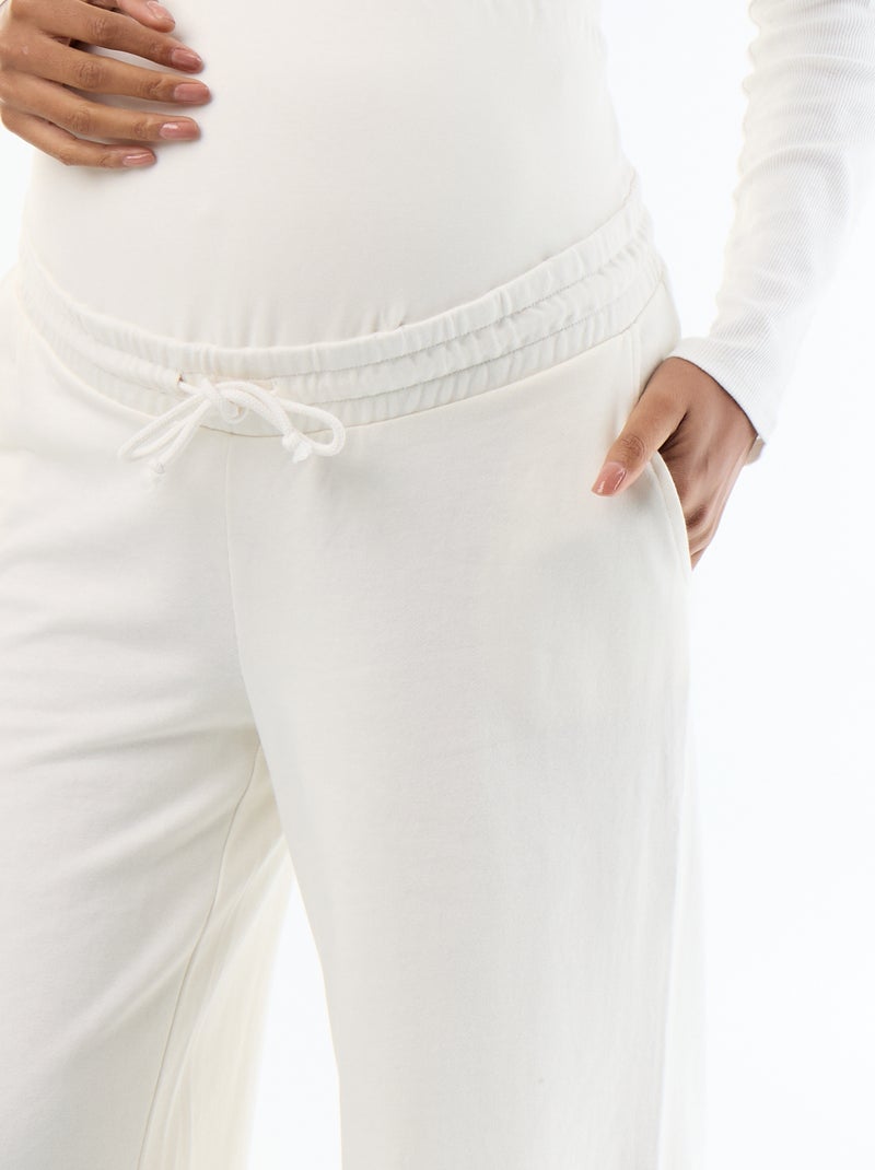 Calças de jogging de maternidade wide leg em french terry Branco - Kiabi