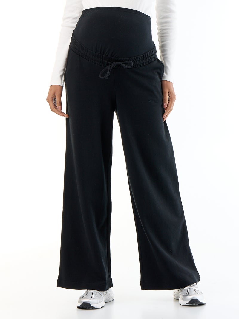 Calças de jogging de maternidade wide leg em french terry Preto - Kiabi