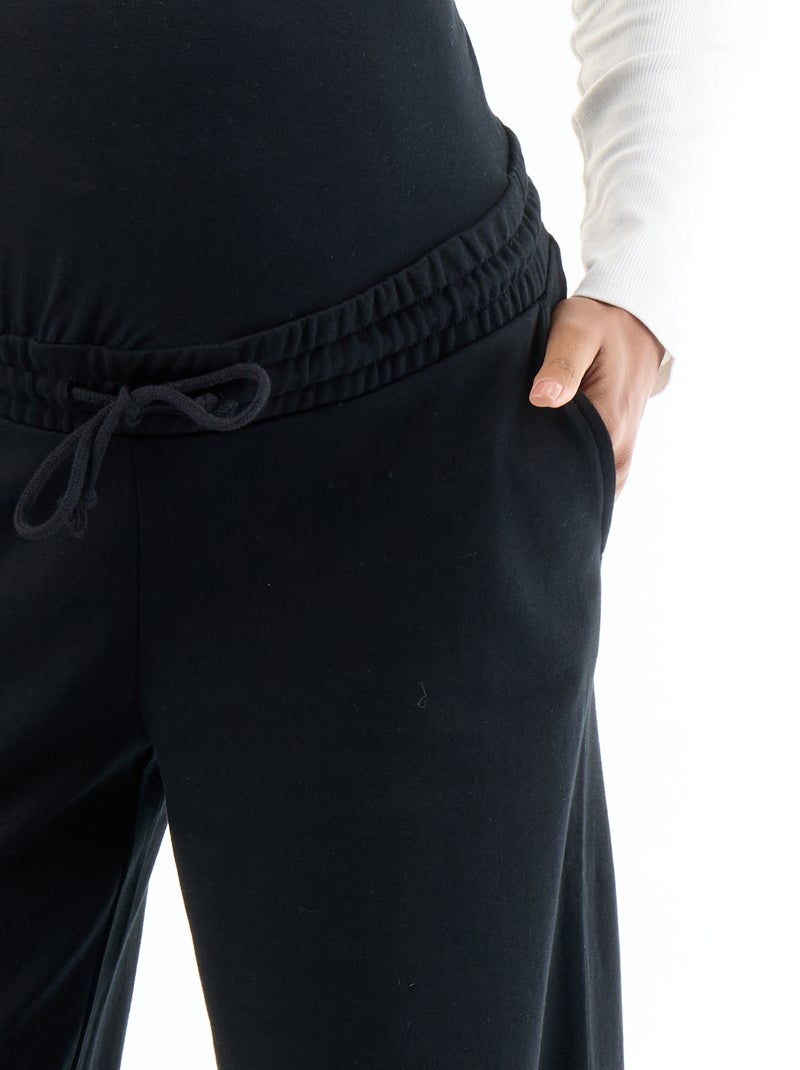 Calças de jogging de maternidade wide leg em french terry Preto - Kiabi