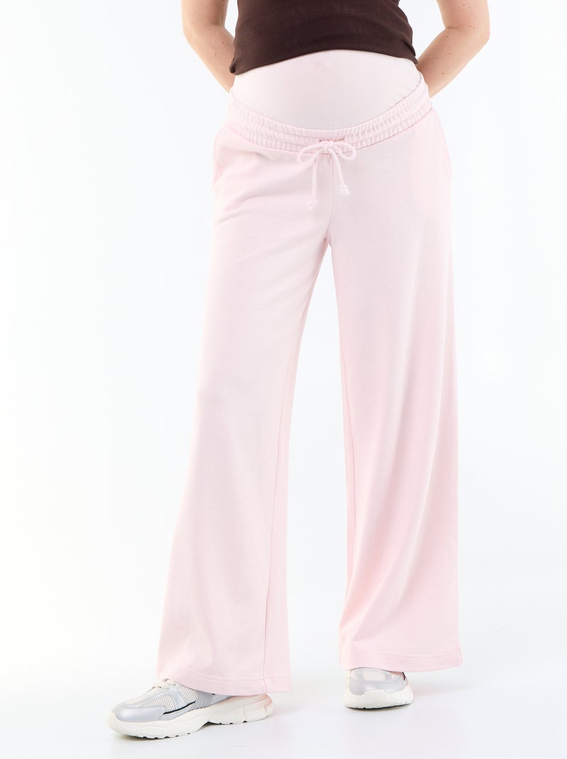 Calças de jogging de maternidade wide leg em french terry Rosa - Kiabi