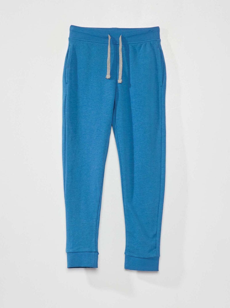 Calças de jogging em algodão liso AZUL - Kiabi
