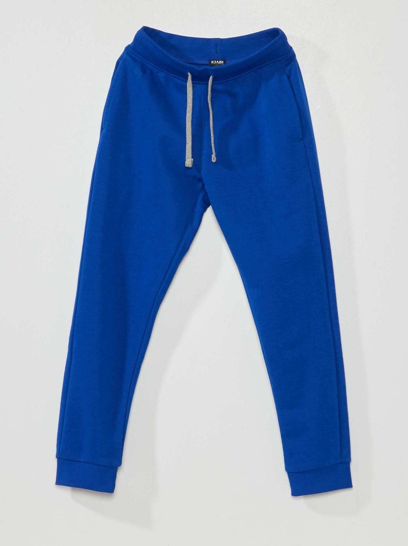 Calças de jogging em algodão liso AZUL - Kiabi
