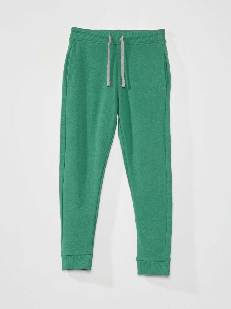 Calças de jogging em algodão liso Verde - Kiabi