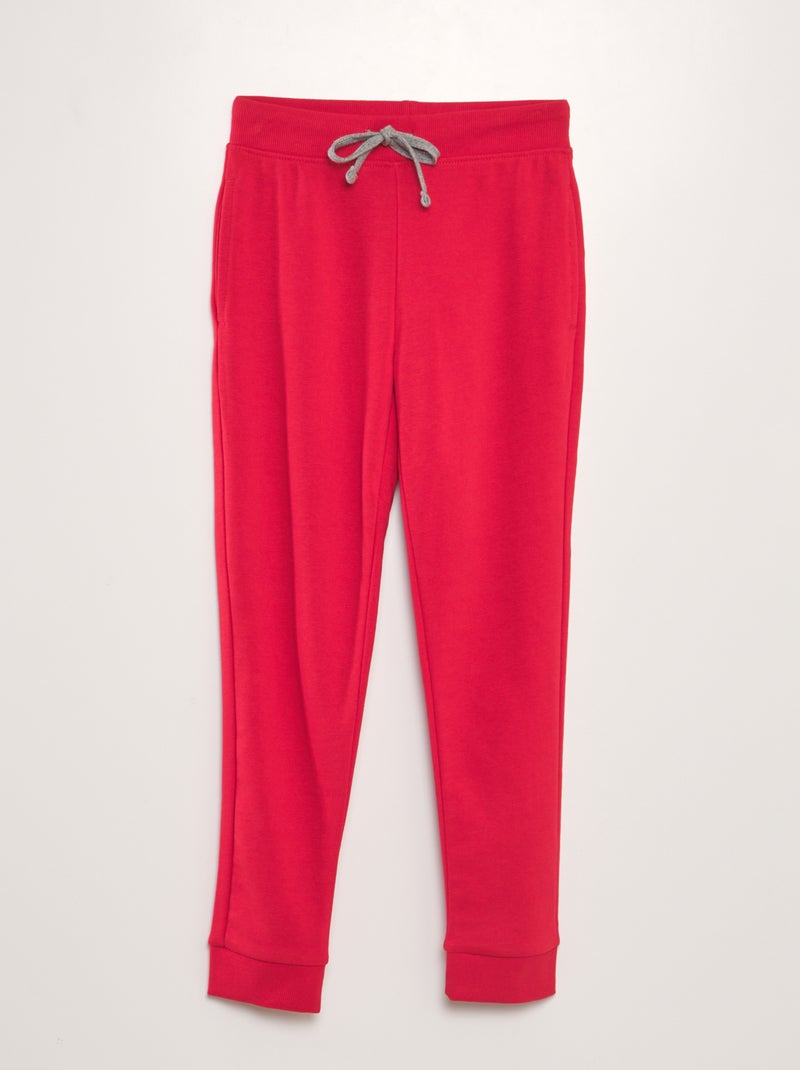 Calças de jogging em algodão liso VERMELHO - Kiabi