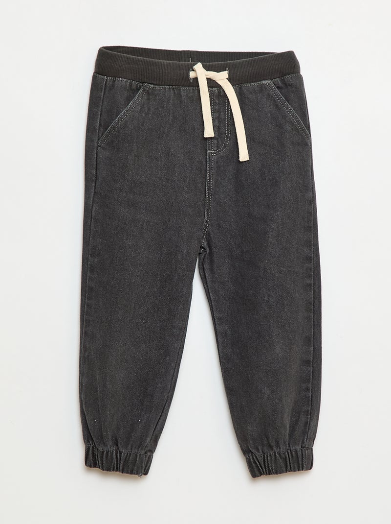 Calças de jogging em denim Cinza - Kiabi