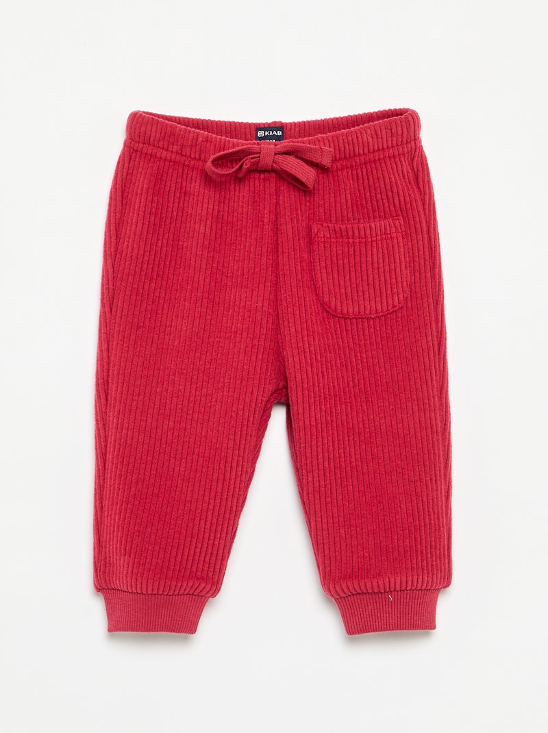 Calças de jogging em malha canelada Vermelho - Kiabi