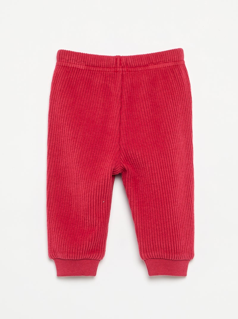 Calças de jogging em malha canelada Vermelho - Kiabi