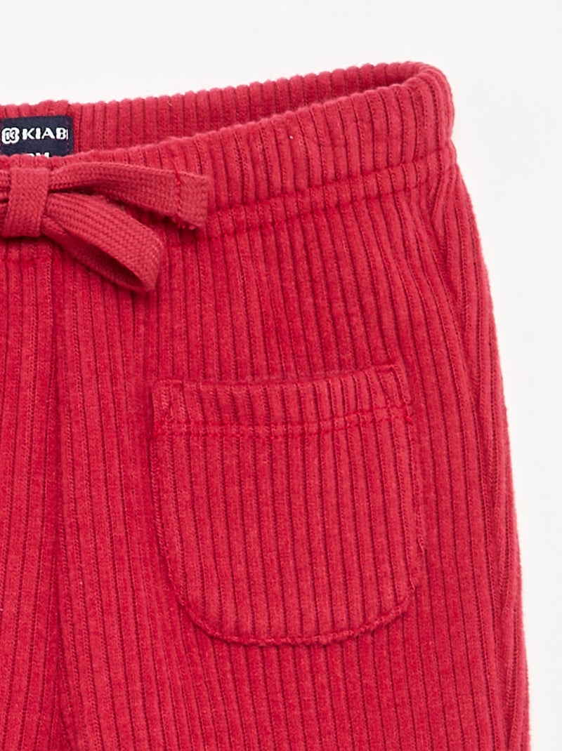 Calças de jogging em malha canelada Vermelho - Kiabi