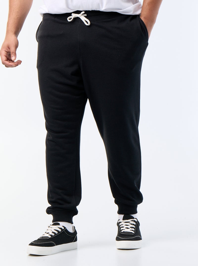 Calças de jogging em moletão cardado Preto - Kiabi