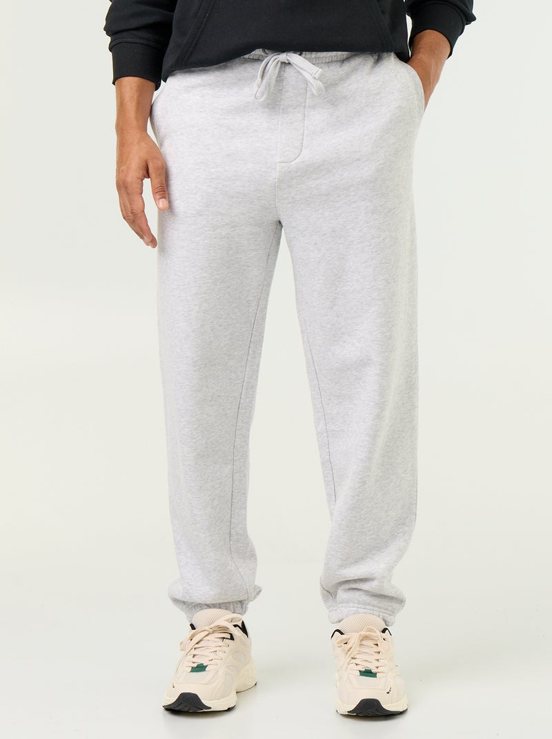 Calças de jogging em moletão liso Cinza - Kiabi