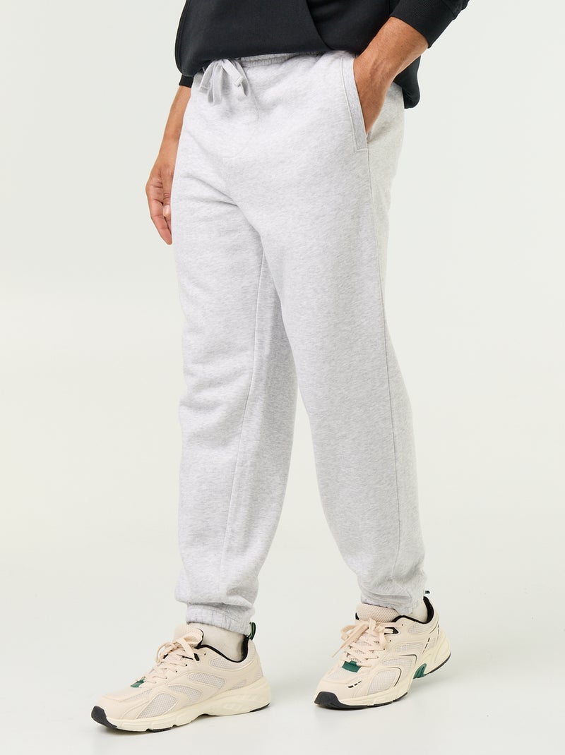 Calças de jogging em moletão liso Cinza - Kiabi
