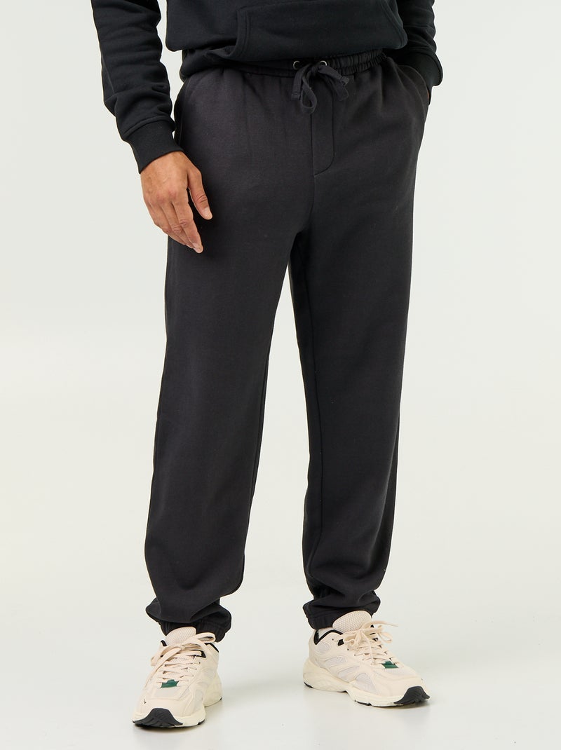 Calças de jogging em moletão liso Preto - Kiabi
