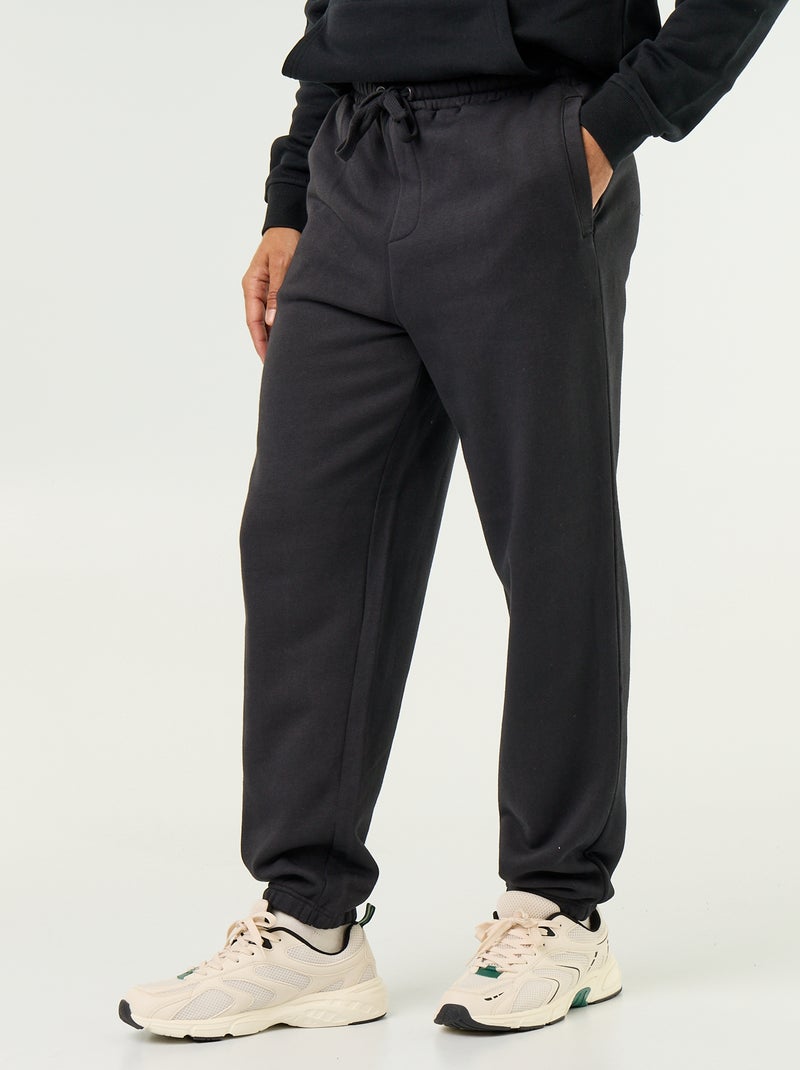 Calças de jogging em moletão liso Preto - Kiabi