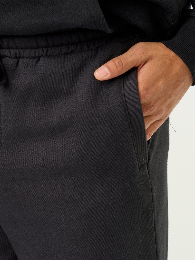 Calças de jogging em moletão liso Preto - Kiabi