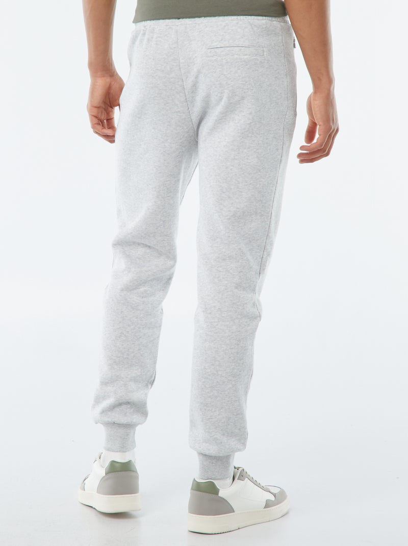 Calças de jogging em moletom cardado com 2 bolsos com zíper Cinza - Kiabi