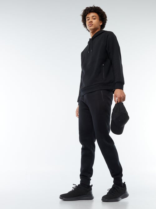 Calças de jogging em moletom cardado com 2 bolsos com zíper - Kiabi