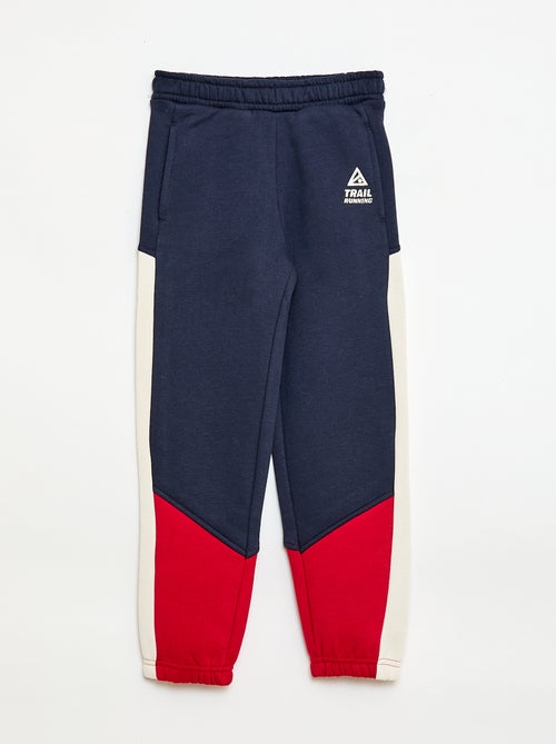 Calças de jogging em moletom color block - Kiabi