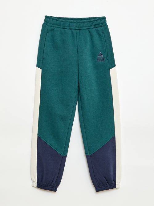 Calças de jogging em moletom color block - Kiabi