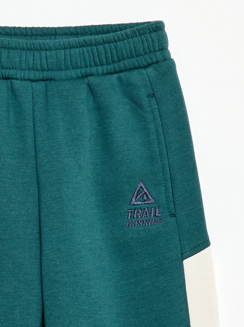 Calças de jogging em moletom color block Verde - Kiabi