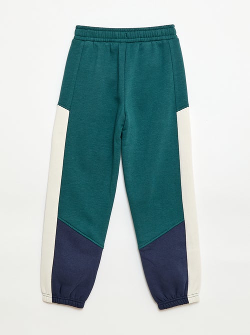 Calças de jogging em moletom color block - Kiabi