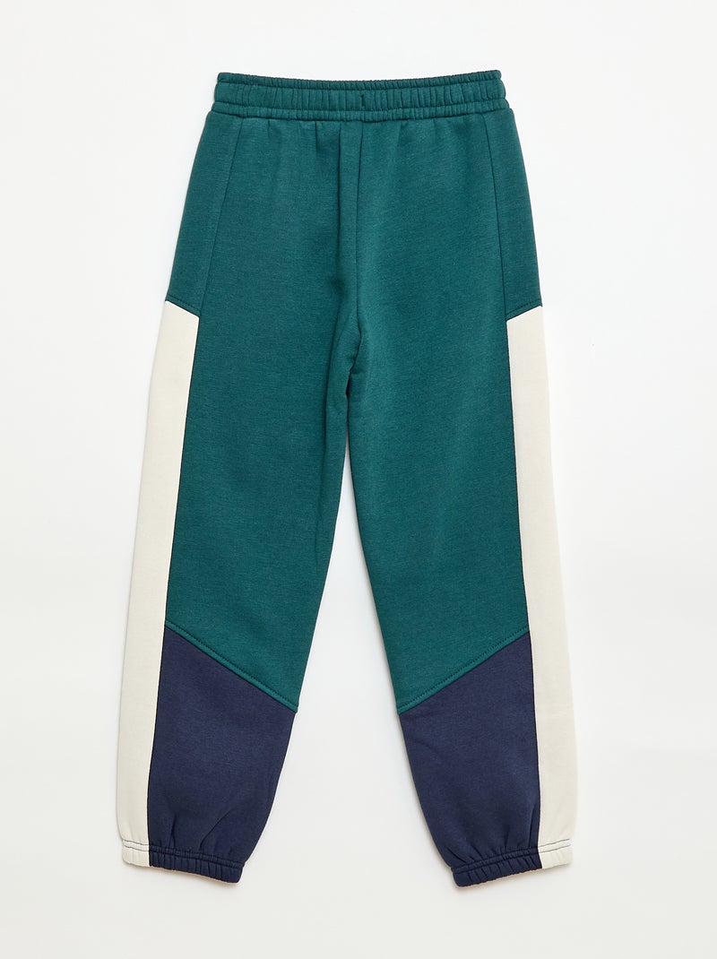Calças de jogging em moletom color block Verde - Kiabi