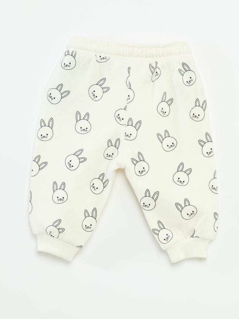 Calças de jogging em moletom com bolso canguru e orelhas fantasia Branco - Kiabi