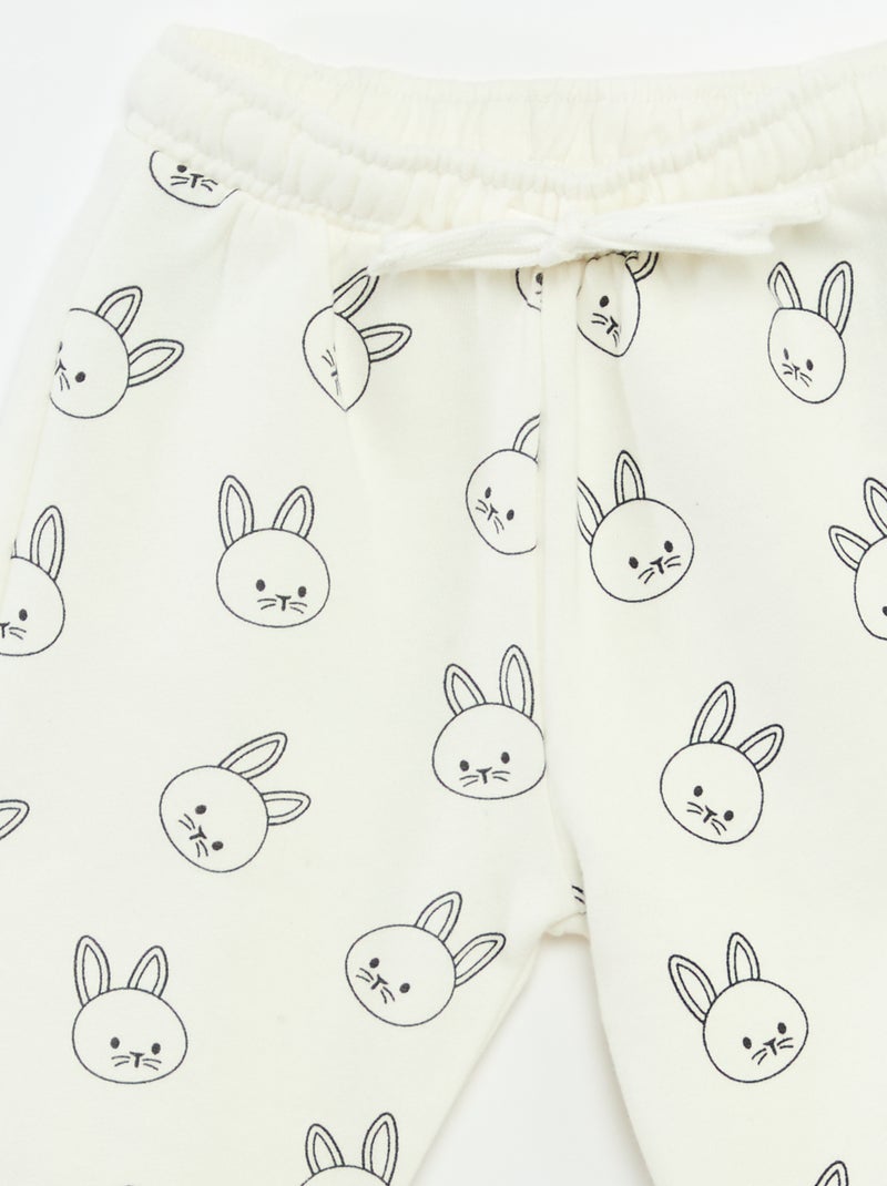 Calças de jogging em moletom com bolso canguru e orelhas fantasia Branco - Kiabi