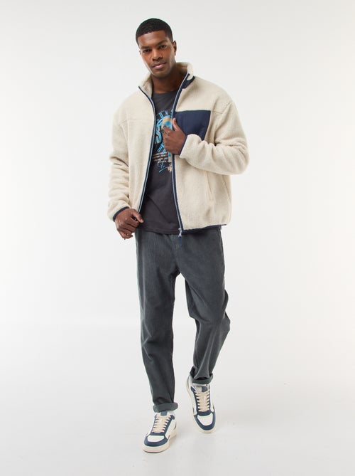 Calças de jogging em veludo cotelê lisas - Kiabi