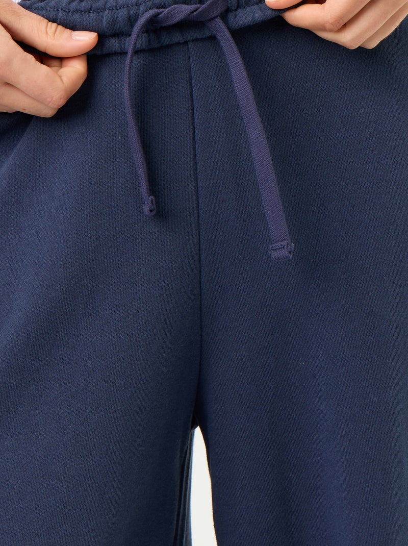 Calças de jogging largas em malha pesada Azul - Kiabi