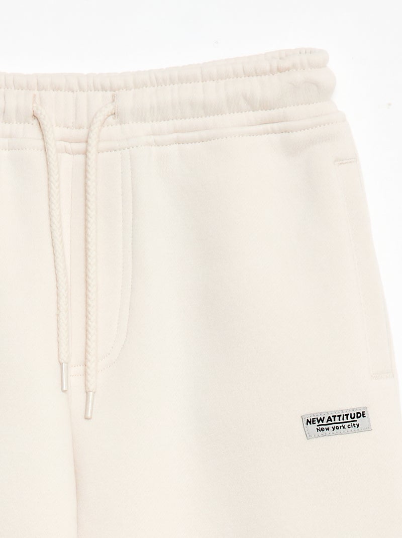 Calças de jogging largas em moletom Branco - Kiabi
