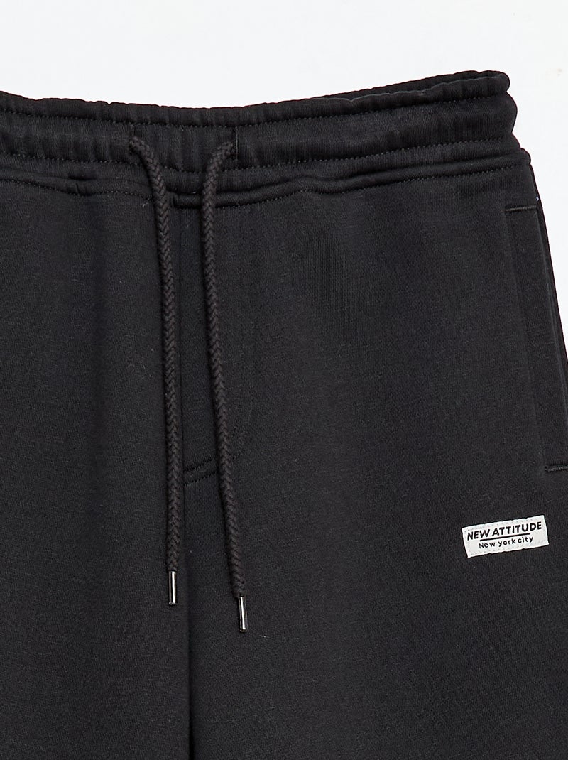 Calças de jogging largas em moletom Preto - Kiabi