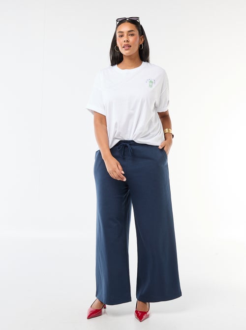 Calças de jogging largas lisas - Kiabi