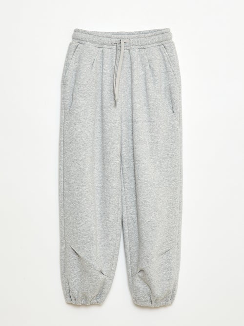 Calças de jogging largas lisas em algodão - Kiabi