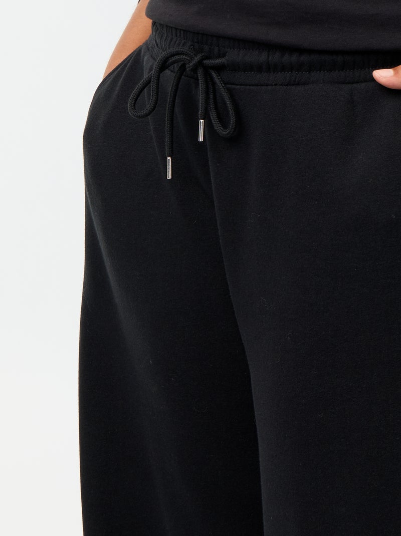 Calças de jogging largas lisas Preto - Kiabi