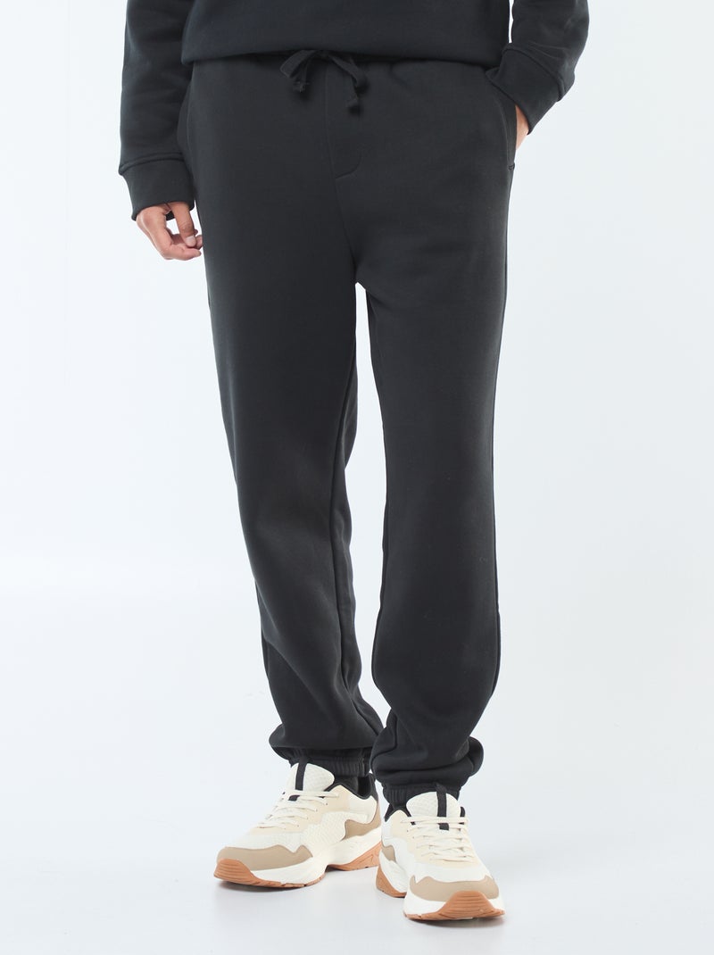 Calças de jogging lisas com cordões de ajuste na cintura Preto - Kiabi