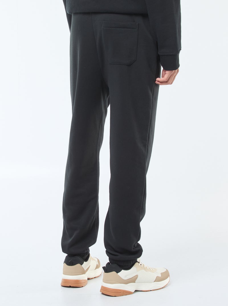 Calças de jogging lisas com cordões de ajuste na cintura Preto - Kiabi