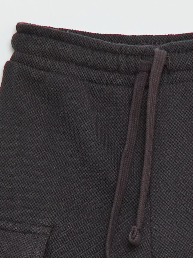 Calças de jogging lisas com vários bolsos Preto - Kiabi