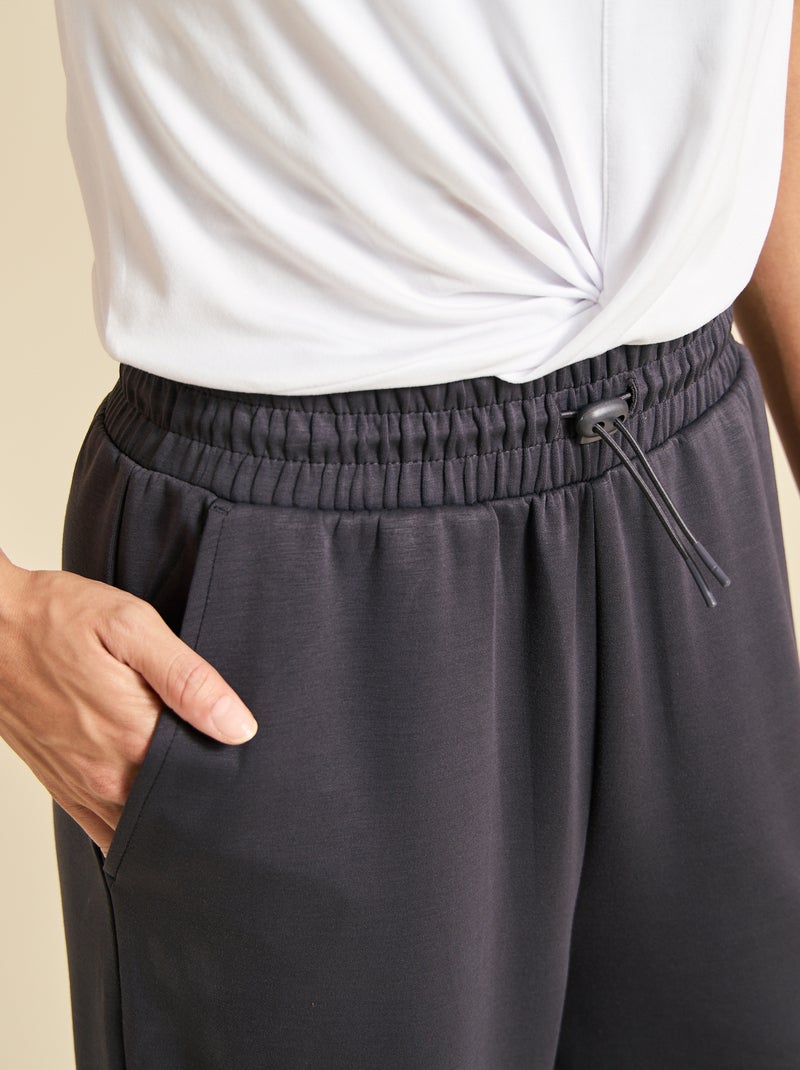 Calças de jogging lisas de cintura standard Preto - Kiabi