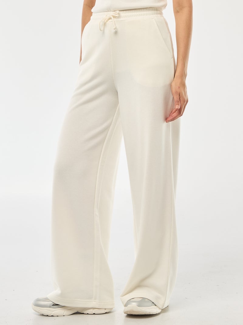 Calças de jogging lisas em algodão Branco - Kiabi