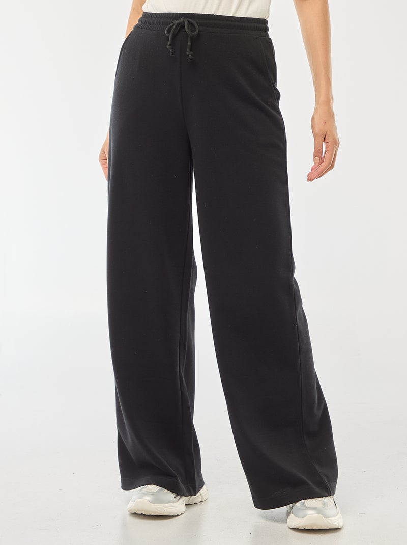 Calças de jogging lisas em algodão Preto - Kiabi