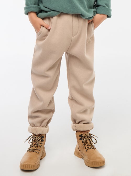 Calças de jogging quentes lisas com forro polar - Kiabi