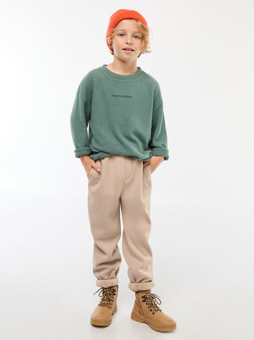 Calças de jogging quentes lisas com forro polar - Kiabi