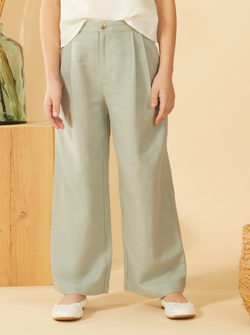 Calças de linho Azul - Kiabi