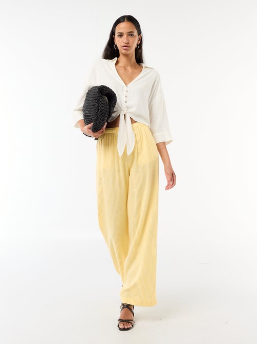 Calças de linho com 2 bolsos - Kiabi