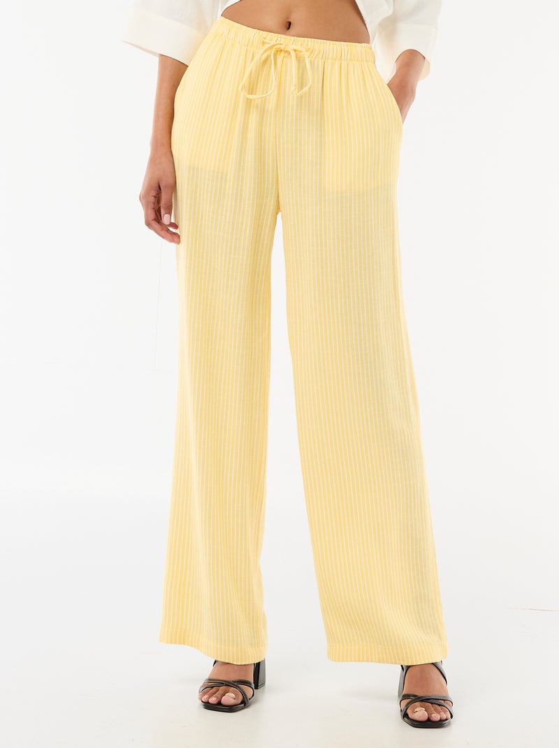 Calças de linho com 2 bolsos Amarelo - Kiabi