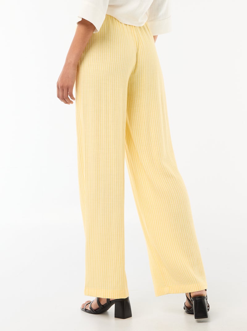 Calças de linho com 2 bolsos Amarelo - Kiabi