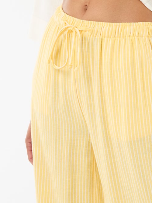 Calças de linho com 2 bolsos - Kiabi