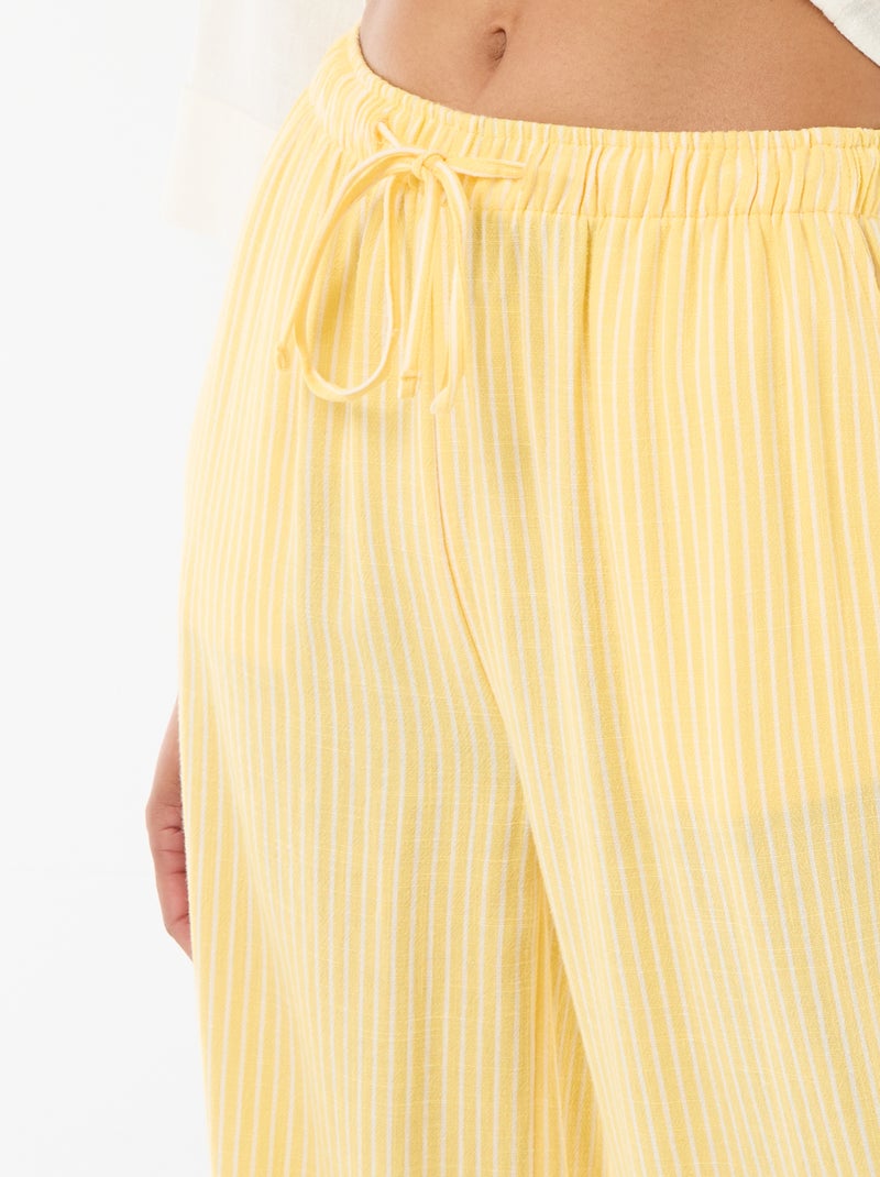 Calças de linho com 2 bolsos Amarelo - Kiabi