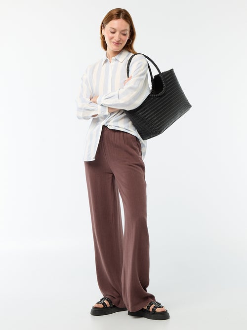 Calças de linho com 2 bolsos - Kiabi